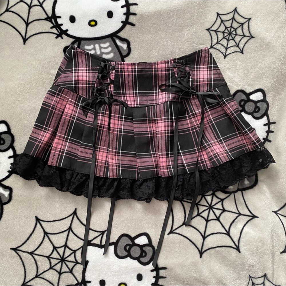Widow Plaid Lace Skirt